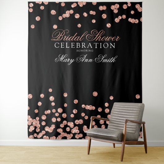 Brautparty Party Rose Gold Confetti Hintergrund Wandteppich (Beispiel)