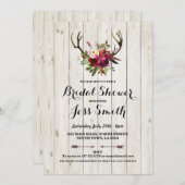 Brautparty Party Rustic Antler Floral Einladung (Vorne/Hinten)