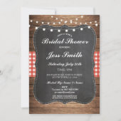 Brautparty Party Rustic Burlap Red Wood laden ein Einladung (Vorderseite)