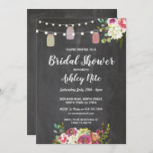 Brautparty Party Rustic Jars Floral Einladung (Vorne/Hinten)