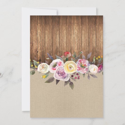 Brautparty Party Rustikales Holz Rustikale Flora Einladung (Rückseite)