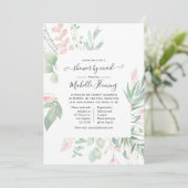 Brautparty Pastel Blush Greenery by Mail Einladung (Stehend Vorderseite)