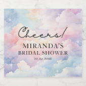 Brautparty Pastel Clouds Schaumweinetikett (Einzelnes Label)