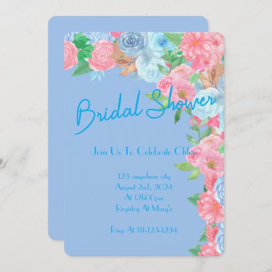 BRAUTPARTY PASTEL FLORAL INVITATION SAVE THE DATE (Vorne/Hinten)