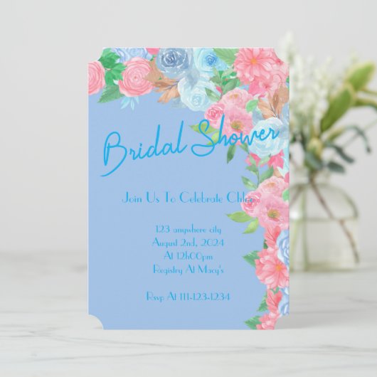 BRAUTPARTY PASTEL FLORAL INVITATION SAVE THE DATE (Stehend Vorderseite)
