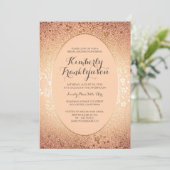 Brautparty - Peach Blush and Gold Floral Vintag Einladung (Stehend Vorderseite)