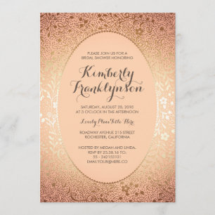 Brautparty - Peach Blush and Gold Floral Vintag Einladung