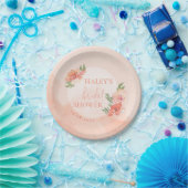 Brautparty Peach Blush Wasserfarbe Blumenchic Pappteller (Party)