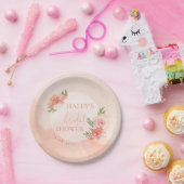 Brautparty Peach Blush Wasserfarbe Blumenchic Pappteller (Party)