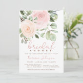 Brautparty Peach & Pink Pastel Rose Einladung (Stehend Vorderseite)