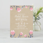 Brautparty Peach Spring Watercolor Tulips Einladung (Stehend Vorderseite)