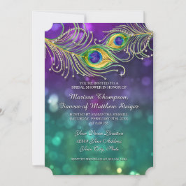 Brautparty Peacock Feather Jeweled Feathers Einladung