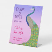 Brautparty Peacock Inspiriert Pink Blue Sockelschild (Vorderseite)