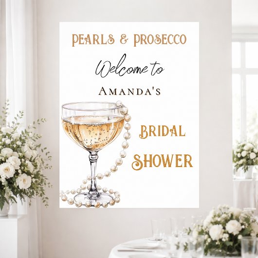 Brautparty Pearls und Prosecco Poster