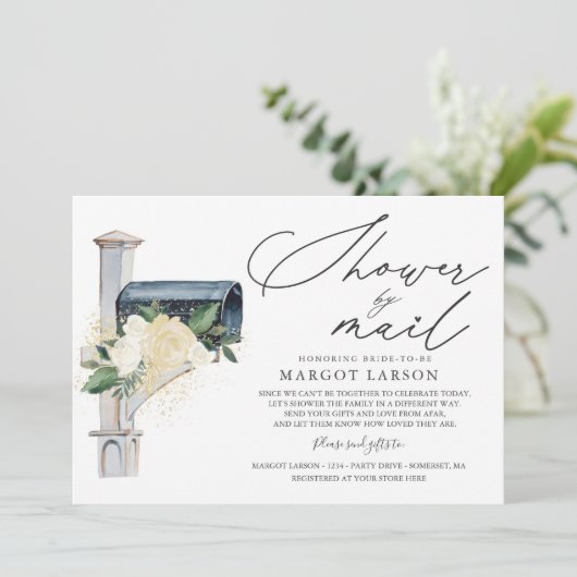 Brautparty per Mail Einladung Grün & Gold (Stehend Vorderseite)