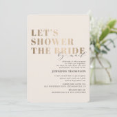 Brautparty per Mail Taupe & Gold Brautparty Einladung (Stehend Vorderseite)