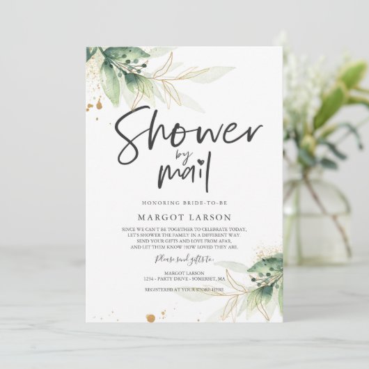 Brautparty per Post Einladung Grüne Gold (Stehend Vorderseite)