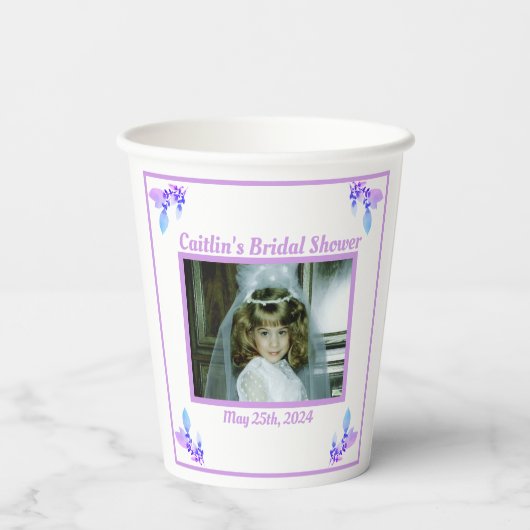 Brautparty Periwinkle Theme Foto Pappbecher (Rückseite)