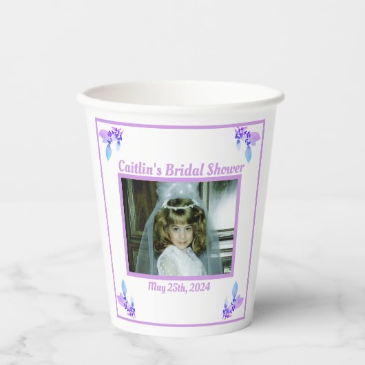 Brautparty Periwinkle Theme Foto Pappbecher (Vorderseite)