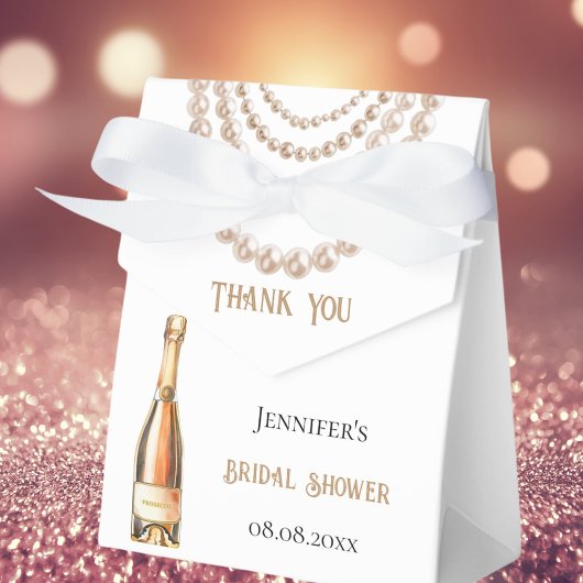 Brautparty Perlen Prosecco Geschenkschachtel