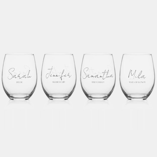 Brautparty Personalisiert Weinglas Ohne Stiel (Vorderseite)