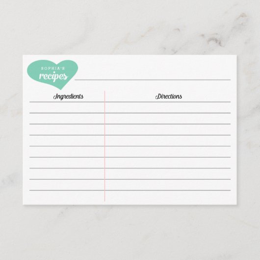 Brautparty Personalisierte Herz Rezept Karten (Vorderseite)