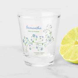 Brautparty Personalize Blue Blume Shootglas Schnapsglas