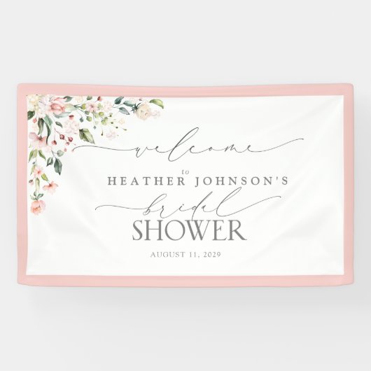 Brautparty Pink Aquarell Begrüßung Banner (Horizontal)