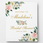 Brautparty Pink Blank Gold Flora Willkommen Fotoplatte (Vorderseite)