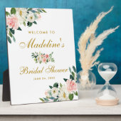 Brautparty Pink Blank Gold Flora Willkommen Fotoplatte (Seite)