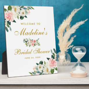 Brautparty Pink Blank Gold Flora Willkommen Fotoplatte