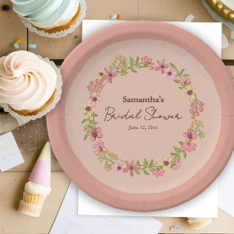 Brautparty Pink Blume Boho Pink Frühling Party Pappteller
