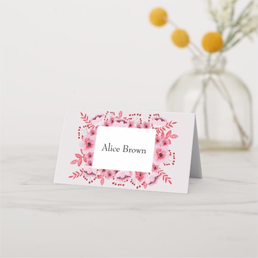 Brautparty Pink Blume Platzkarte (Rückseite)