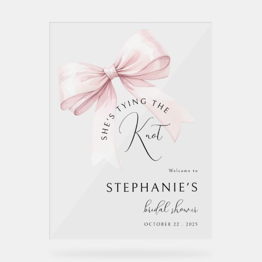 Brautparty Pink Bow Acrylschild (Vorderseite)