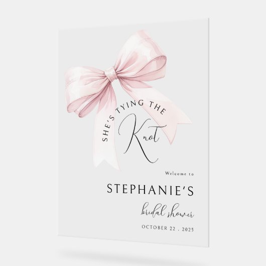 Brautparty Pink Bow Acrylschild (Winkel)