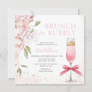 Brautparty PINK Brunch und Bubbly Coquette Einladung