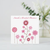 Brautparty Pink Floral Girly Einladung (Stehend Vorderseite)