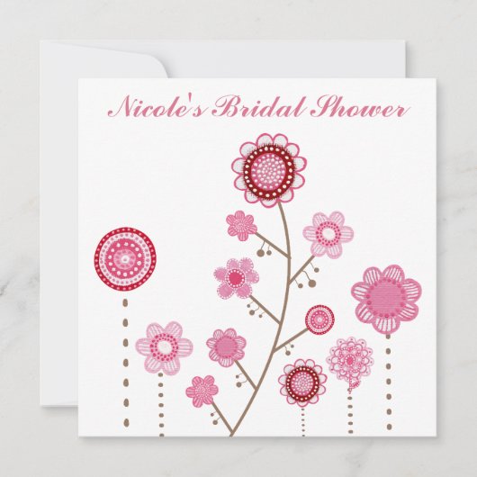 Brautparty Pink Floral Girly Einladung (Vorderseite)