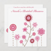 Brautparty Pink Floral Girly Einladung (Vorne/Hinten)