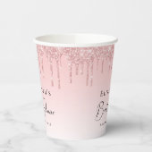 Brautparty Pink Glitzer Pappbecher (Links)