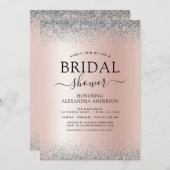 Brautparty Pink Glitzer Rose Gold Silber Einladung (Vorne/Hinten)
