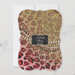 Brautparty Pink Gold Leopard Tierwerbung Einladung