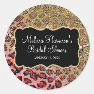Brautparty Pink Gold Leopard Tierwerbung Runder Aufkleber
