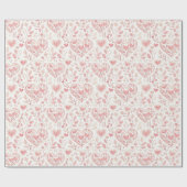 Brautparty Pink Hearts Floral Love Geschenkpapier (Flach)