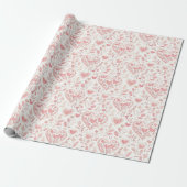 Brautparty Pink Hearts Floral Love Geschenkpapier (Ungerollt)
