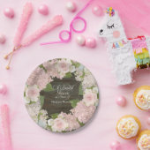 Brautparty Pink Hydrangea Rose Dunkler Holzstall Pappteller (Party)