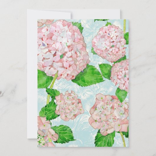 Brautparty Pink Hydrangea Spitzen Floral Formale Einladung (Rückseite)