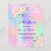 Brautparty pink lila Blumenzettel (Vorne/Hinten)