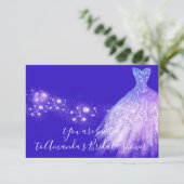 Brautparty Pink Lila Glitzer Royal Blue Cobal Einladung (Stehend Vorderseite)