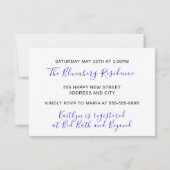 Brautparty Pink Lila Glitzer Royal Blue Einladung (Rückseite)